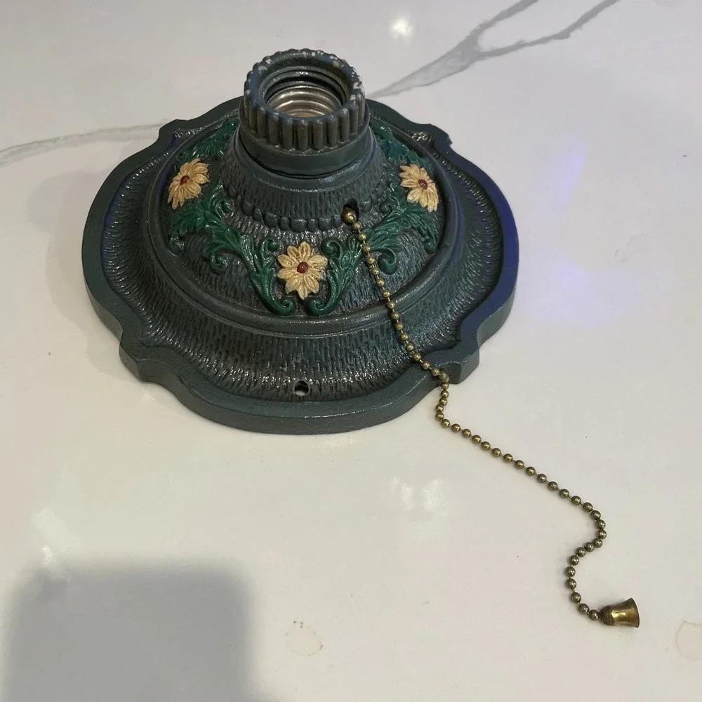 Antique Vintage Art Deco Markel Cast Iron Ceiling Light Flush Mount Floral